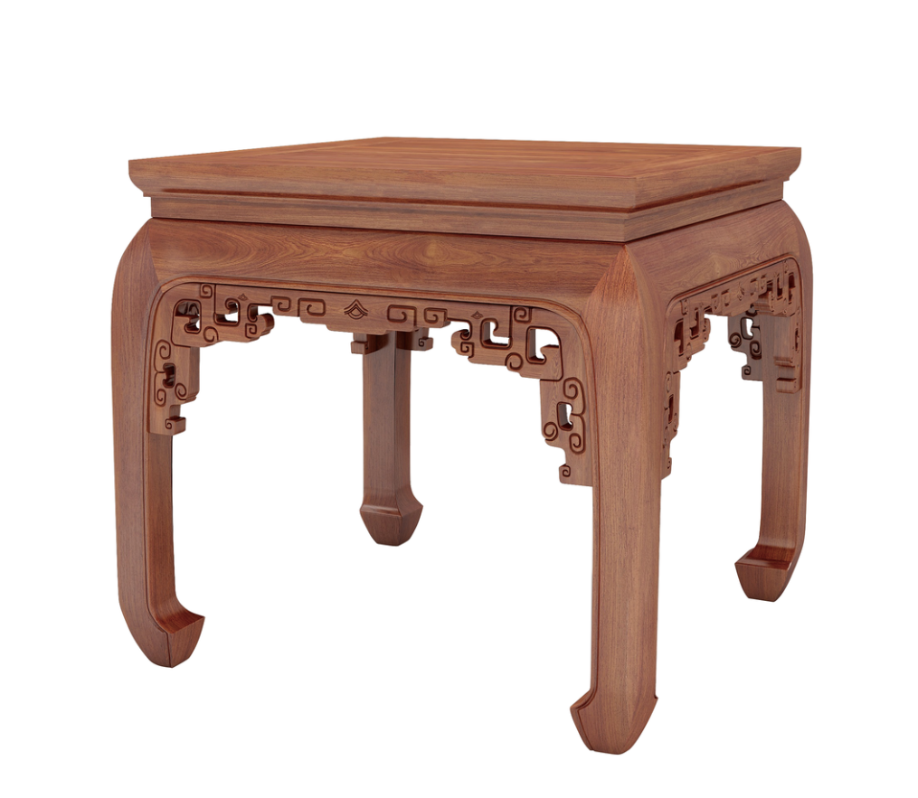 拐纹鼓腿方茶几