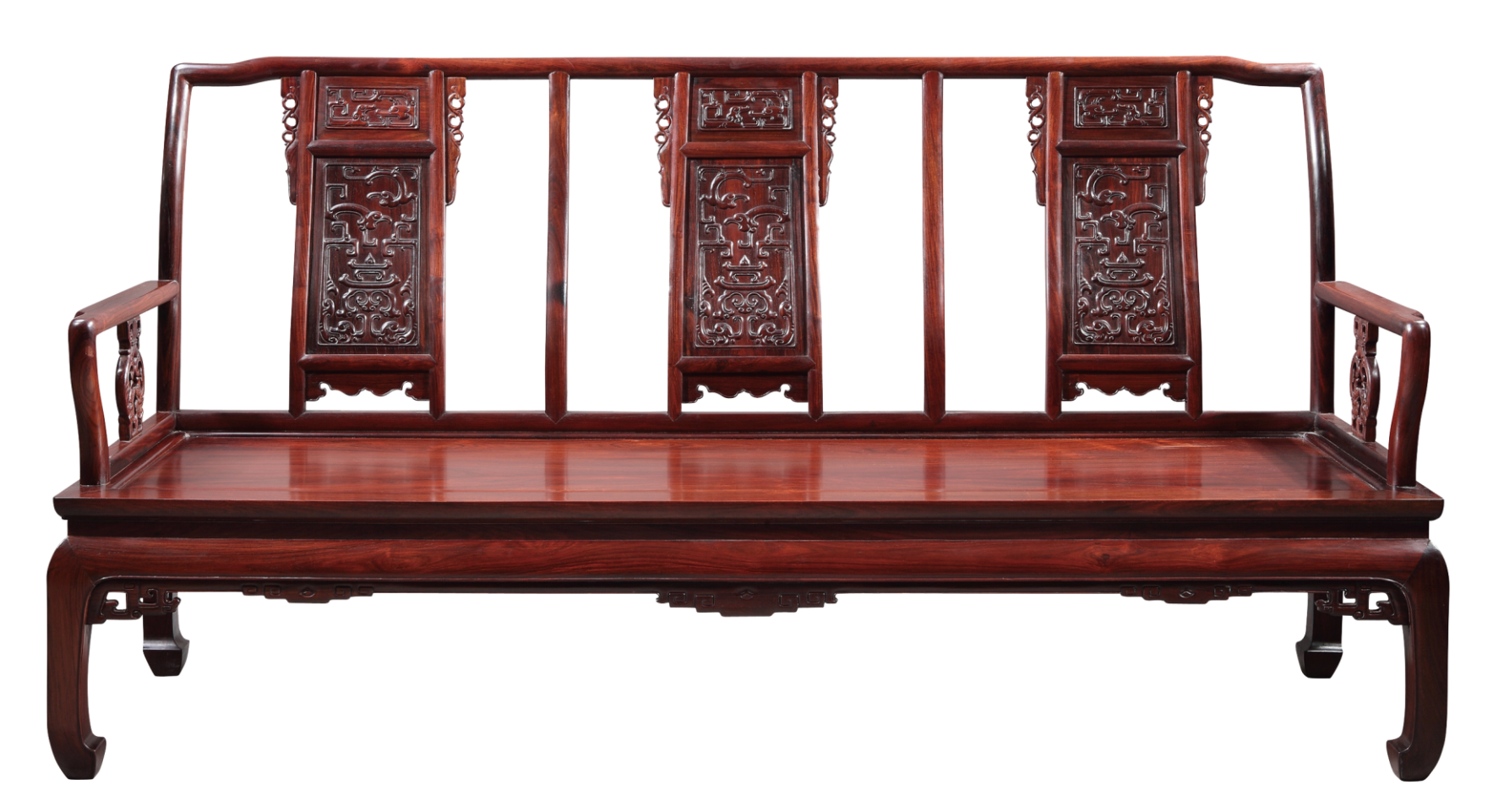 明式螭龙纹三人沙发